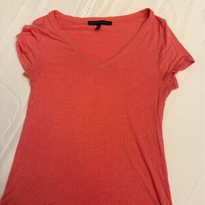 White House Black Market Coral V-Neck Short Sleeve Tee